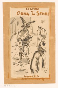 Muž s podnosem napaden dravým ptákem Le livre Goha le Simple (název na objektu) od Marius Bauer (signed by artist)