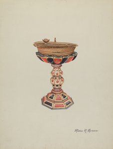 Křtitelnice a stojan, c. 1939.