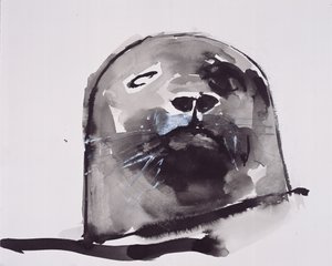 Tuleň říční, West Cove (inkoust a kvaš na papíře) od Mark Adlington