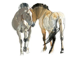 Rencontre (Przewalski), 2013, (akvarel a pigment na papíře)