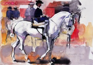 Postranní sedlo na Feria de Sevilla, 1998 (kombinovaná média na papíře) od Mark Adlington