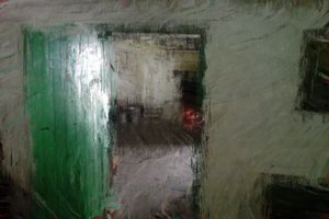 Série Irish cottage - zelené dveře (kombinovaná technika)