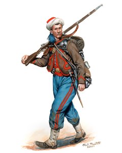 10th New York Infantry National Zouaves 3rd Uniform 1861, 2024 (akvarel a kvaš na bristolu) od Mark Maritato