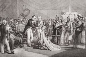 Velký durbar v Cawnpore po potlačení povstání Sepoyů, 1858, z knihy "Ilustrace z anglických a skotských dějin", II. díl