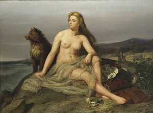 Kraka (Aslaug, Aslog), od Winge, Marten Eskil (1825-1896). Olej na plátně