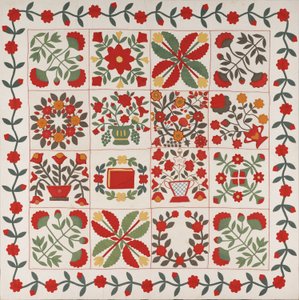 "Album Quilt", Baltimore, Maryland, kolem roku 1861 (bavlna s hedvábím a vlnou) od Martha E. Keech