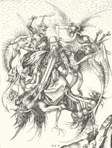 Pokušení svatého Antonína (rytina) od Martin (after) Schongauer