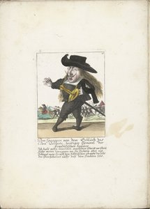 Španělský dwerg Don Guappos, asi 1710 Don Guappos, z krve Dona Quijota, dnešního generála francouzských Španělů (titul na předmětu) Il Callotto resurcitato aneb nově zařízený malý kabinet (název série) od Martin Engelbrecht (attributed to)