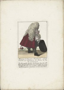 Od dwerg Chevalier Rondeau als een Parliamentslid, ca. 1710 Monsieur le Chevalier Rondeau, velký řečník v parlamentu Němců, ve slavnostních šatech (titul na předmětu) Il Callotto resurcitato oder Neu eingerichtes Zwerchen Cabinet (název série) od Martin Engelbrecht (attributed to)