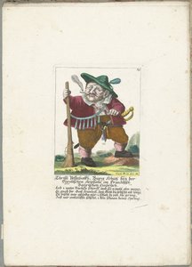 De dwerg Christl Vestnbalkh, asi 1710 Christl Vestnbalkh, Bürg Schütz poblíž tyrolské kamenné pasti ve francouzské Bayrianské vloupání (titul na objektu) Il Callotto resurcitato aneb nově zařízený malý kabinet (název série) od Martin Engelbrecht (attributed to)