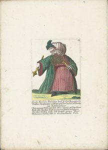 De dwerg Hali Nasili Pasha, kolem roku 1710 Hali Nasili Pascha, jeho bratr Visir Knupperli, guvernér na velkém ostrově Schmeks v Arskipelago (titul na předmětu) Il Callotto resurcitato aneb nově zařízený malý kabinet (název série) od Martin Engelbrecht (attributed to)