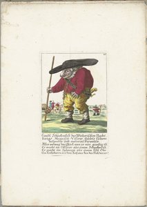 De dwerg Liendl Schnekenfist, asi 1710 Liendl Schnekenfist z Wienerisches Nacht-Kings Magazin-Visirer, Ambts řídil inspektor a správce materiálu (titul na objektu) Il Callotto resurcitato aneb nově zařízený malý kabinet (název série) od Martin Engelbrecht (attributed to)