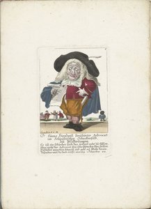 De dwerg Lucas Hirnzwik jako een advocaat, asi 1710 Dr Lucas Hirnzwik, slavný advokát ve švábském Schnekenfeldu, o liškách (název na objektu) Il Callotto resurcitato aneb nově zařízený malý kabinet (název série)