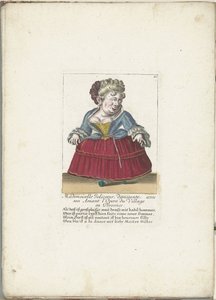 Dwerg als de Franse Mademoiselle Jolicoeur, ca. 1710 Mademoiselle Jolicoeur, tanečnice se svým milencem v Opeře du Village v Provence (název na objektu) Il Callotto resurcitato oder Neu eingerichtes Zwerchen Cabinet (název série) od Martin Engelbrecht (attributed to)
