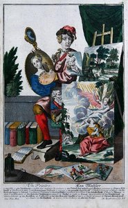 Malíř, kolem 1735 (barevná rytina) od Martin Engelbrecht