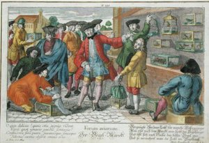 Ptačí trh (barevná rytina) od Martin Engelbrecht