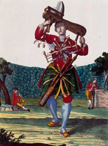 Výrobce fléten, rytina z Assemblage des nouveau manouvries habilles od Martina Engelbrechta (1684-1756), Německo od Martin Engelbrecht