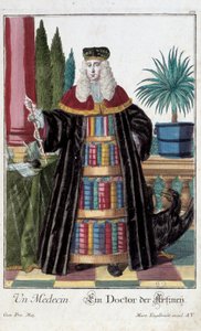 Metier: Lékař. Rytina Martina Engelbrechta (1684-1756), v „“New Assembly of the manouvries habilles”” 18. století, Německo. Paříž, dekorativní umění od Martin Engelbrecht