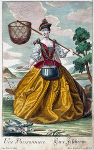 Metier: Ryba. Rytina Martina Engelbrechta (1684-1756), v „“New Assembly of the manouvries habilles”” 18. století, Německo. Paříž, dekorativní umění od Martin Engelbrecht