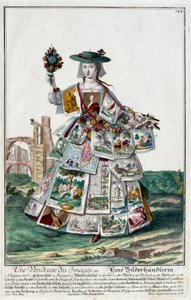 Metier: Prodavačka obrázků. Rytina Martina Engelbrechta (1684-1756), v „“New Assembly of the manouvries habilles”” 18. století, Německo. Paříž, dekorativní umění od Martin Engelbrecht