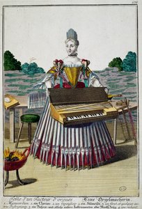 Manželka varhanáře, rytina z Assemblage des nouveau manouvries habilles od Martina Engelbrechta (1684-1756), Německo od Martin Engelbrecht