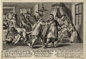 Pandurové na návštěvě u Židů - Englebrecht, Martin (1684-1756) - cca 1756 - Mědirytina - 21,3x30,9 - Soukromá sbírka od Martin Engelbrecht
