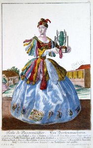 The Wife of a Soft Furnisher, c.1735 (barevná rytina) od Martin Engelbrecht