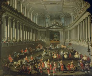 Kavalkáda v Zimní jízdárně ve vídeňském Hofu na oslavu porážky francouzské armády u Prahy v roce 1743 (podrobnosti viz 66596 a 66708) od Martin II Mytens or Meytens