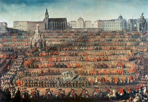 Slavnostní vjezd Isabely Parmské do Vídně, aby se stala nevěstou císaře Josefa II. (později Josefa II.) od Martin II Mytens or Meytens