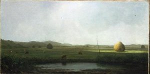 Marsh Scene: Dobytek u sedla (olej na plátně) od Martin Johnson Heade