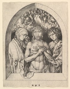 Kristus jako muž bolesti s Pannou Marií a sv. Janem, ca. 1435-1491. od Martin Schongauer