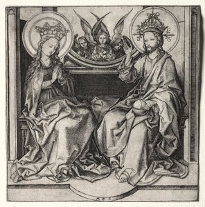 Bůh Otec a svatá Panna trůnící za účasti andělů od Martin Schongauer