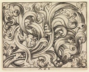 Horizontální výplň na světlém pozadí (horizontální ornament) od Martin Schongauer