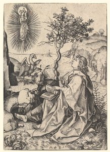 Saint John on Patmos, ca. 1435-1491. od Martin Schongauer