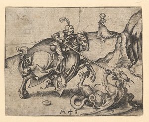 St. George Syling the Dragon, ca. 1435-1491. od Martin Schongauer