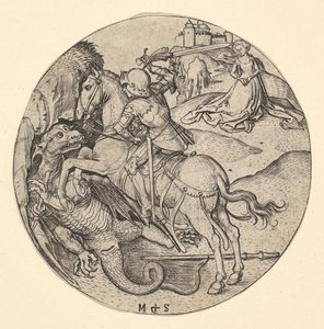 St. George Syling the Dragon, ca. 1435-1491. od Martin Schongauer