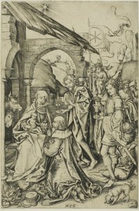Klanění tří králů ze života Kristova od Martin Schongauer