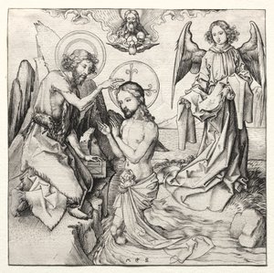 Křest Kristův v Jordánu od Martin Schongauer