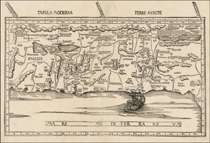 Mapa Palestiny z roku 1513 od Martina Waldseemüllera