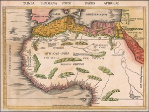 Mapa západní a severní Afriky z roku 1513 od Martina Waldseemüllera od Martin Waldseemuller