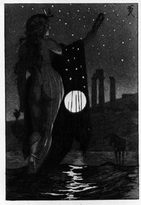 Photis náhodně proměnil Luciuse v osla Les Metamorphoses (Zlatý osel nebo Asinus aureus), román napsaný Apuleem (Lucius Apuleius) (kolem 125-kolem 180) ve 2. století. Leptání vody od Martina Van Maeleho od Martin van Maele