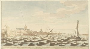 Pohled na Nijmegen z Waal Nymegen te sien vande Waell (název na objektu) od Martinus Berkenboom