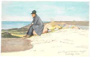 Sedící muž v kopcích Bangsbo, Vendsyssel, 22. května 1833 od Martinus Rørbye