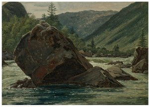 Vyčnívající skála v peřejích (Fos s vynikajícím kusem Rock)