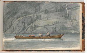Fjord krajina s veslice. Krøderen, Norsko od Martinus Rørbye