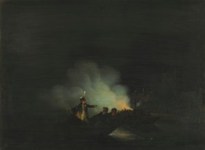 Nizozemsky: Přejezd Matthijse Beelaertse, velitele Národní gardy, do Papendrechtu v noci 22. listopadu 1813.