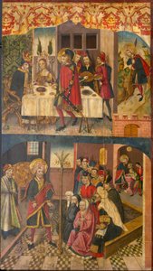 Svatý Kryštof odchází od krále, který se bál Satana; Svatý Kryštof a jeho obrácení od Martín de Soria