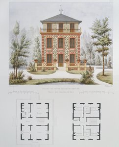 Projekt malého venkovského domu poblíž Paříže, vyrytý Walterem, deska 18 z Architecture Pittoresque et Moderne od Marty
