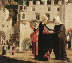 The Visitation, c.1502 (malba na smrkovém dřevě)