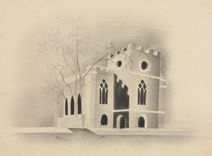 Gotický kostel za měsíčního svitu, 1840.